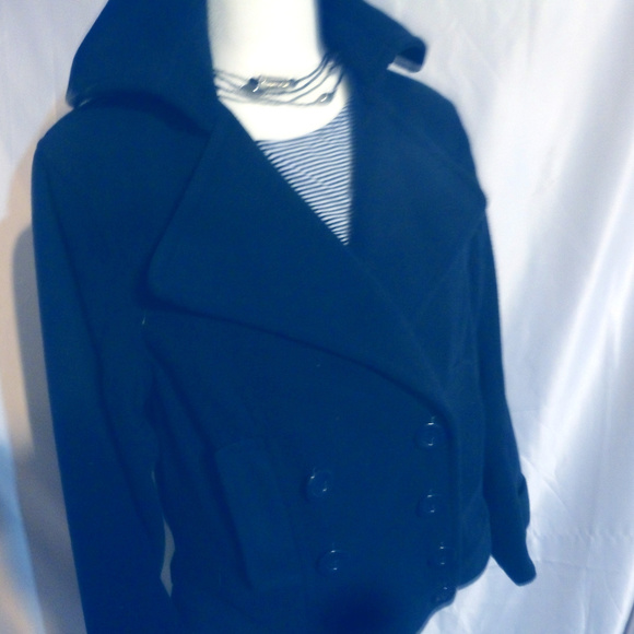 TO TO Collection Jackets & Blazers - To To Collection Double-Breasted Navy Blue peaCoat